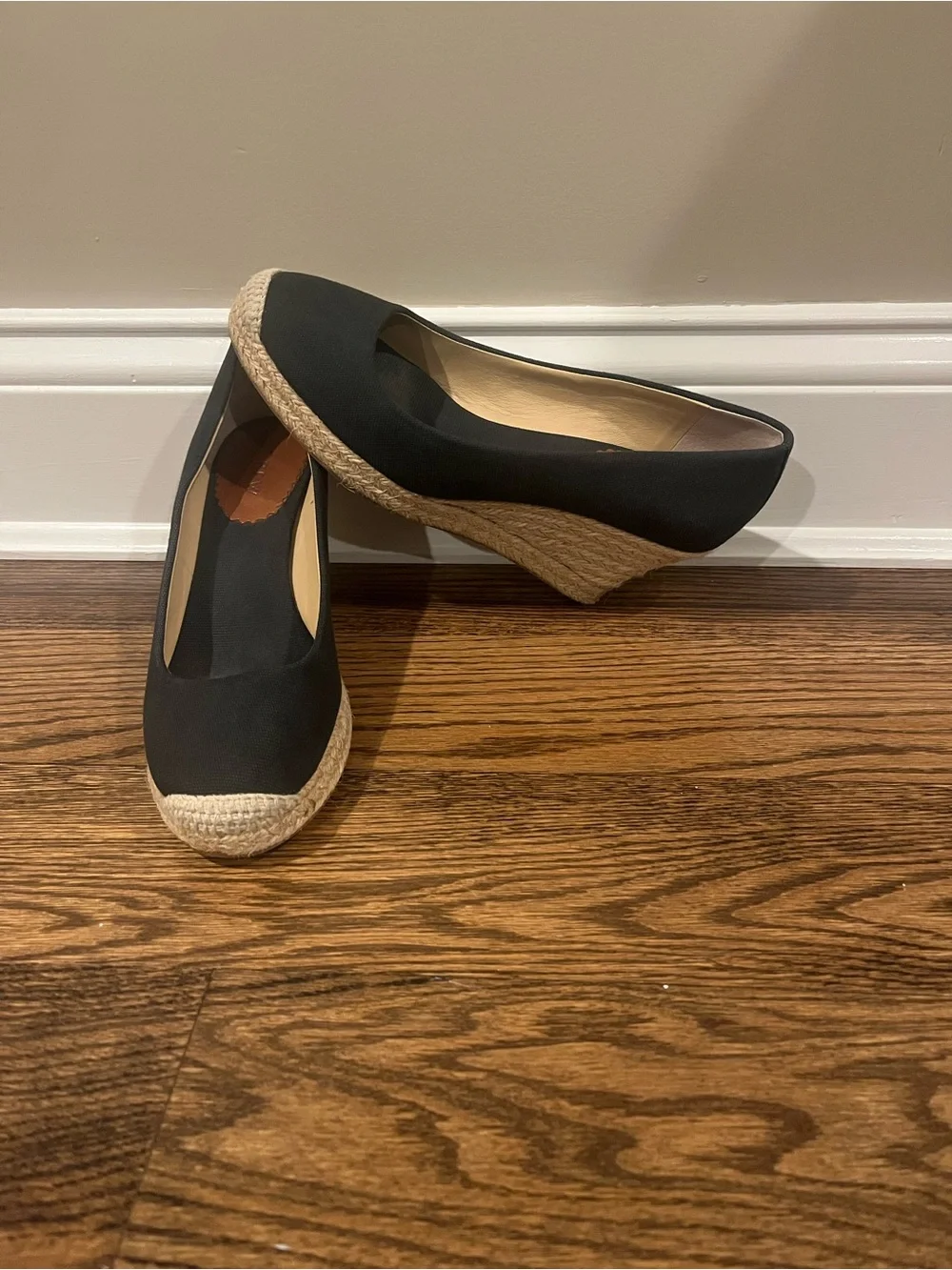 J. Crew Wedge Espadrille in Black Canvas